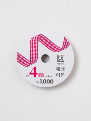 체크 리본 1 cm X 4 m 레드