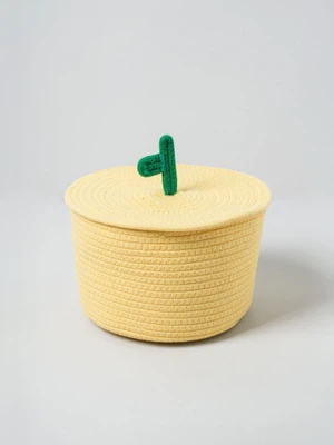뚜껑 세트 패브릭 원형 바구니 25 cm
