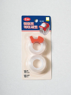 휴대용 테이프 커터 세트 18 mm X 18 m 2개입