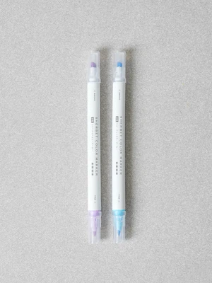 샤베트 컬러 트윈 형광펜 2개입 베이비블루＆퍼플