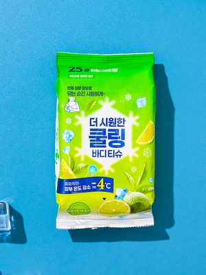 강력 쿨링 물티슈 25매입 라임 그린티 향