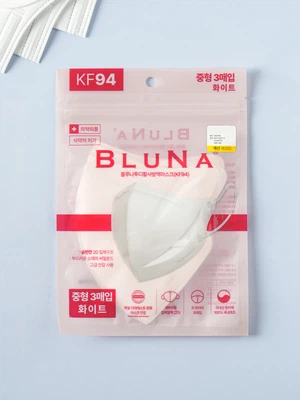 블루나 KF94 2D 마스크 화이트 중형 3매입