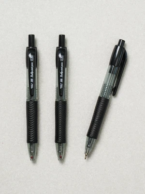 스몰워크샵 미니 노크식 저점도 볼펜 0.38 mm 3개입 흑색