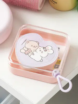 캐릭터 하트 팡팡 퍼프＆케이스 세트
