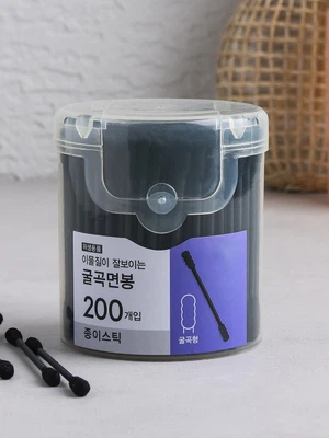 원터치 케이스 블랙 종이 면봉 200개입