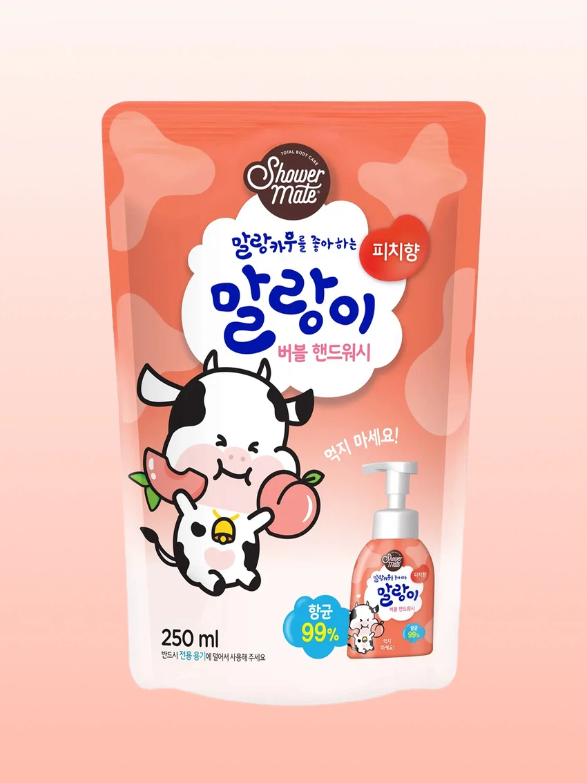샤워메이트 말랑이 핸드워시리필 피치 향 250 ml
