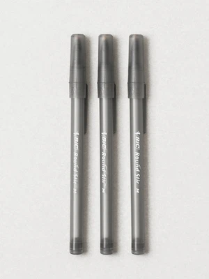 BIC 라운드 스틱 볼펜 1.0 mm 3개입 흑
