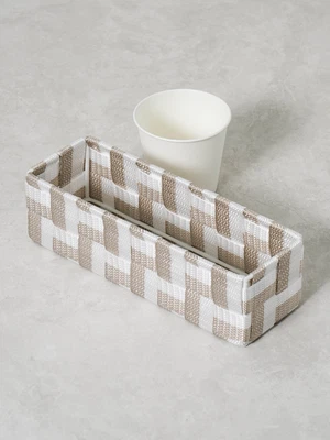 투톤 우븐 꼬임 직사각 바구니 20 X 6.5 X 6.5 cm