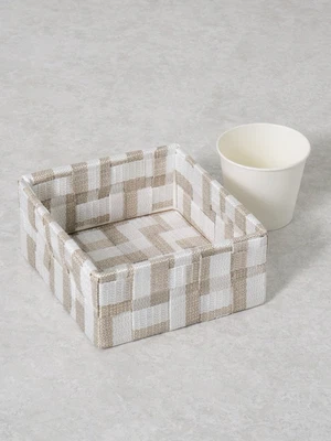 투톤 우븐 꼬임 정사각 바구니 13 X 13 X 6.5 cm