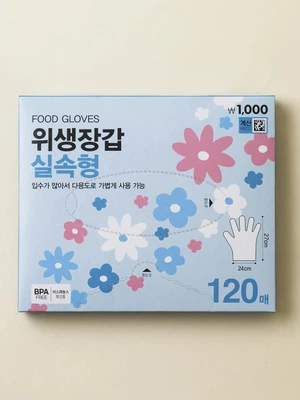 봄꽃 맘스크린 위생 장갑 HDPE 120매입