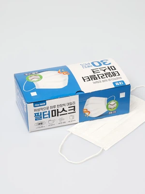 K 일회용 필터 마스크 대형 30매입 화이트