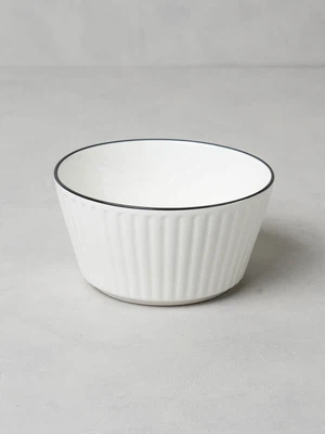 구부 테두리 라인 대접 13 cm 블랙