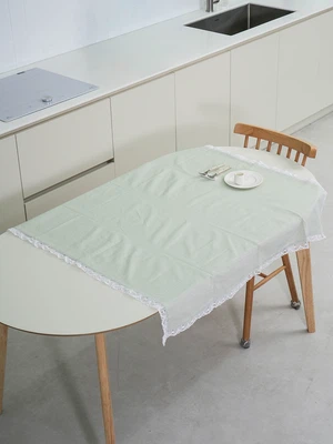 레이스 장식 테이블 커버 110 X 110 cm 그린