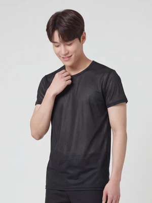 이지쿨 메시U넥반팔티셔츠(100)(블랙)