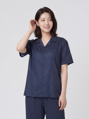 패턴 반팔 파자마 L 다크네이비