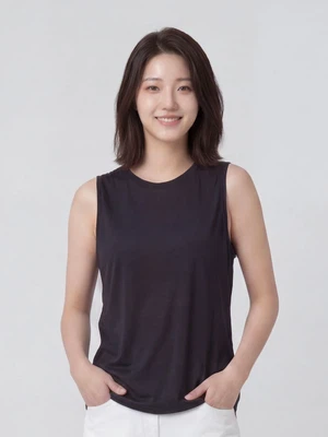 여성 소로나 민소매 티셔츠 L 블랙