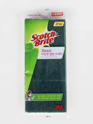 3M 스카치브라이트 베이직 다목적 양면 수세미 3개입