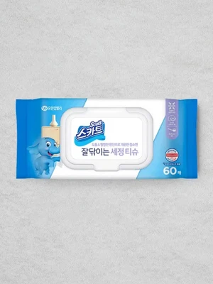스카트 잘 닦이는 세정 티슈 캡형 60매