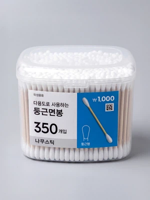 나무 스틱 둥근 면봉 350개입
