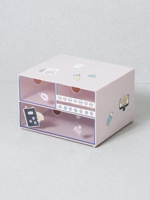 데코 스티커 포함 3칸 서랍장 18.5 X 16.2 X 12 cm