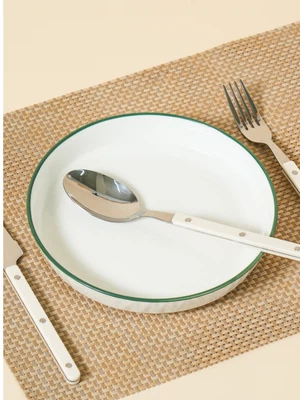 구부 테두리 라인 접시 19.5 cm 그린