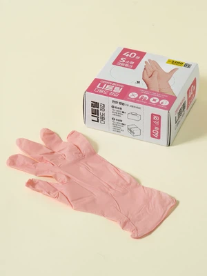 니트릴 장갑 40매입 S 크림핑크