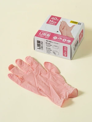 니트릴 장갑 40매입 M 크림핑크