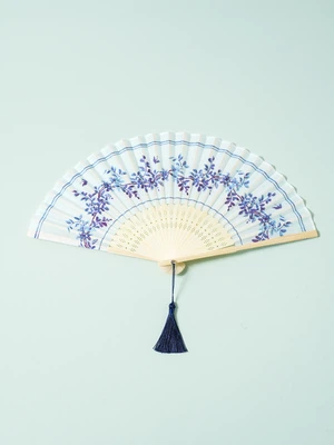 대나무 접이식 부채 22.5 cm 청화무늬