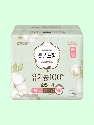 좋은느낌 유기농 100%순면 울트라날개 중형 18 P