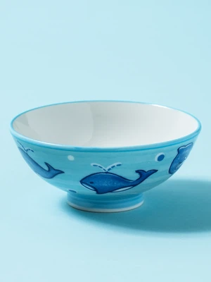 일본제 미노야키 작은 공기 10.5 cm 돌고래