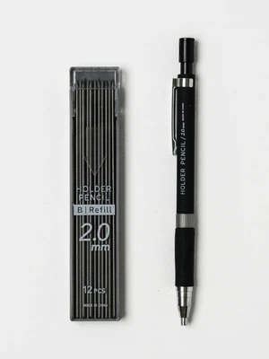 홀더 샤프＆심 12개 세트 2.0 mm 블랙