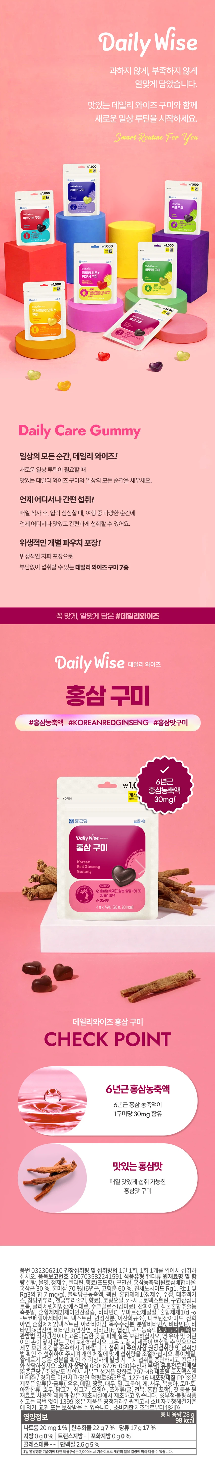 DAISO CKD Healthcare Daily Wise Korean Red Ginseng Gummies (7-Day Supply)