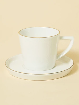 화이트 금장 라인 각진 커피잔 세트 260 ml