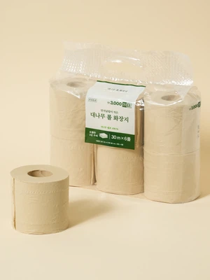 대나무 롤 화장지 30 m X 6롤