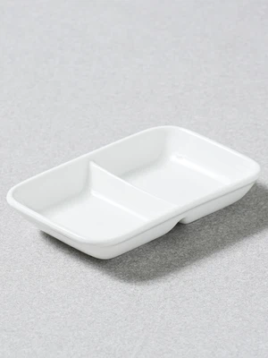화이트 2칸 나눔 종지 10 cm