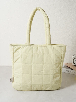 볼륨 사각 패딩 숄더백 라임