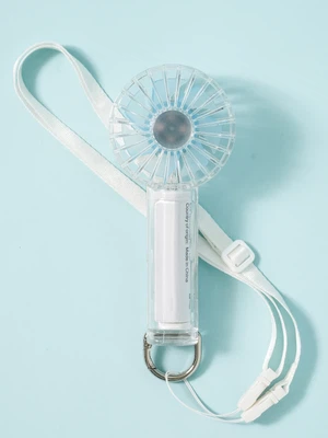 투명 거치식 핸드 선풍기 블루