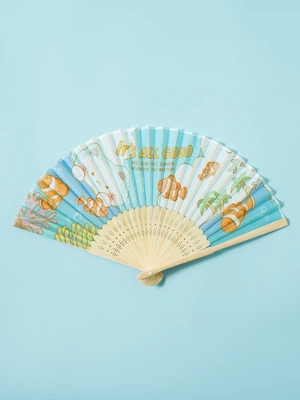 대나무 접이식 부채 21 cm 바다