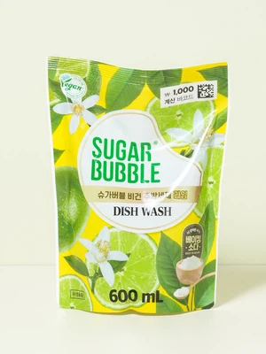 슈가버블 비건 리필 타입 주방 세제 600 ml 라임 향
