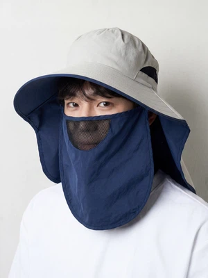 목 가림 마스크 챙 모자 그레이블루
