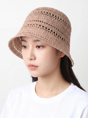 짜임 벙거지 모자 브라운