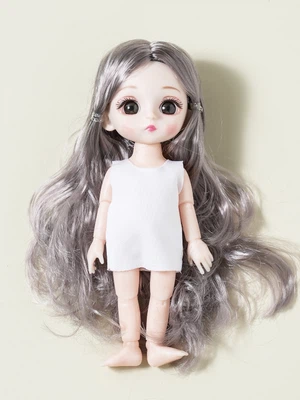 인형 DIY 관절 인형 그레이 긴머리 소녀