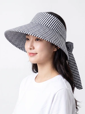 체크 리본 썬캡