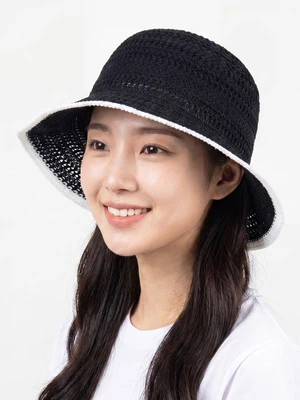 와이드챙 짜임 벙거지 모자 블랙