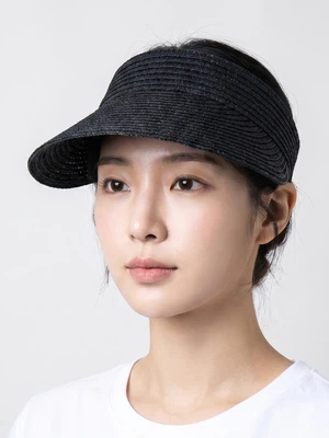 밴딩 밀짚 썬캡 블랙