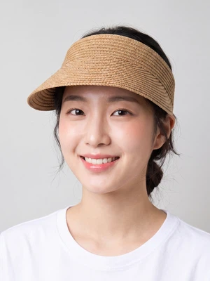 밴딩 밀짚 썬캡 브라운