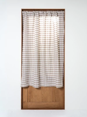 체크 짜임 도톰 커튼 140 X 160 cm 봉집형 베이지