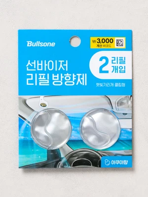불스원 선바이저 방향제 리필 2개입 아쿠아 향