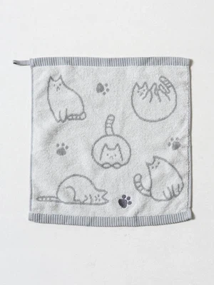 고양이 자카드 자수 주방 타월 35 X 35 cm 그레이