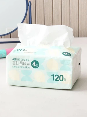 두꺼운 휴대용 티슈 4겹 120매